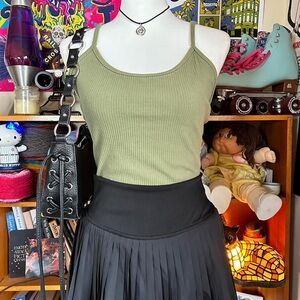Ribbed Olive Green Spaghetti Strap Tank Top